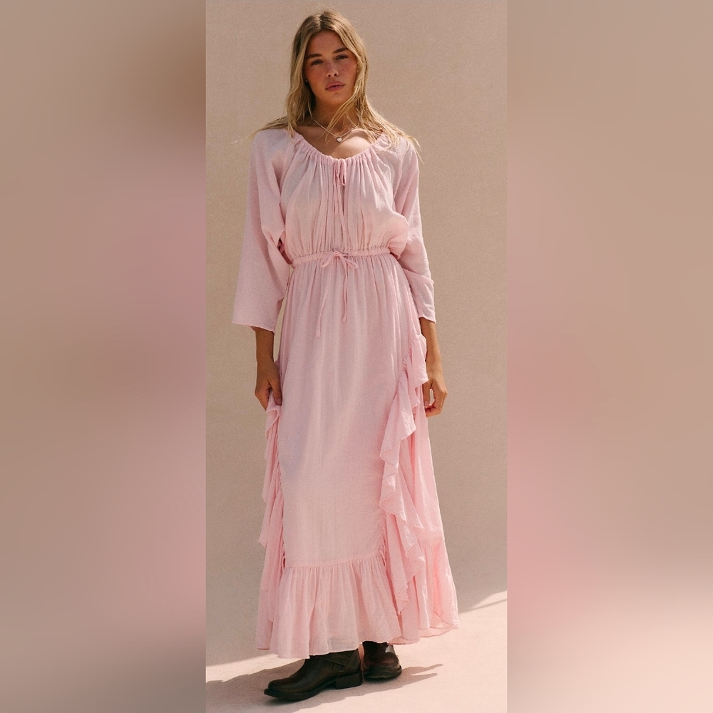 Free People Shore Chic Pink Off-Shoulder Maxi Dress - Picture 4 of 4